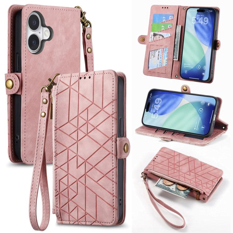 เคสโทรศัพท์หนังกระเป๋าใส่ซิปด้านข้างลายเรขาคณิตพร้อมหัวเข็มขัด สำหรับ iPhone 17e / 16e, สำหรับ iPhone 17 Pro Max, สำหรับ iPhone 17 Pro, สำหรับ iPhone 17, สำหรับ iPhone Air, สำหรับ iPhone 16 Pro Max, สำหรับ iPhone 16 Pro, สำหรับ iPhone 16 Plus