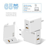 อะแดปเตอร์โน้ตบุ๊ก GaN PD48W Type-C PD3.0 + USB3.0 สำหรับ MacBook ซีรีส์, ปลั๊ก EU, ปลั๊ก EU