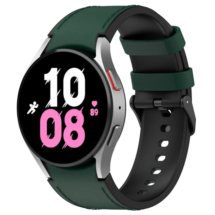 สายข้อมือหนังซิลิโคนสีดำพร้อมหัวเข็มขัด สำหรับ Samsung Galaxy Watch 6 Classic, Samsung Galaxy Watch 6