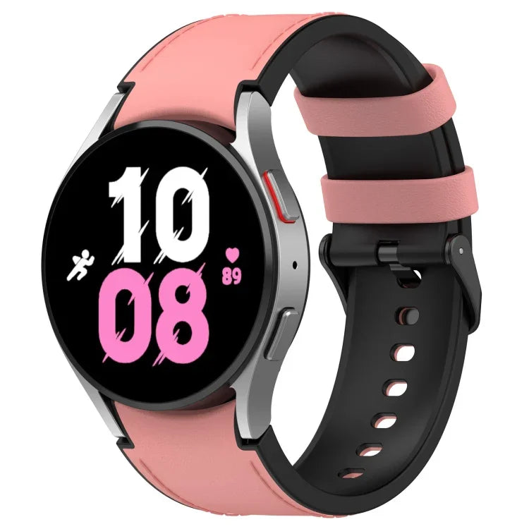 สายข้อมือหนังซิลิโคนสีดำพร้อมหัวเข็มขัด สำหรับ Samsung Galaxy Watch 6 Classic, Samsung Galaxy Watch 6