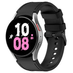สายข้อมือหนังซิลิโคนสีดำพร้อมหัวเข็มขัด สำหรับ Samsung Galaxy Watch 6 Classic, Samsung Galaxy Watch 6
