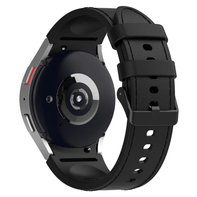 สายข้อมือหนังซิลิโคนสีดำพร้อมหัวเข็มขัด สำหรับ Samsung Galaxy Watch 6 Classic, Samsung Galaxy Watch 6