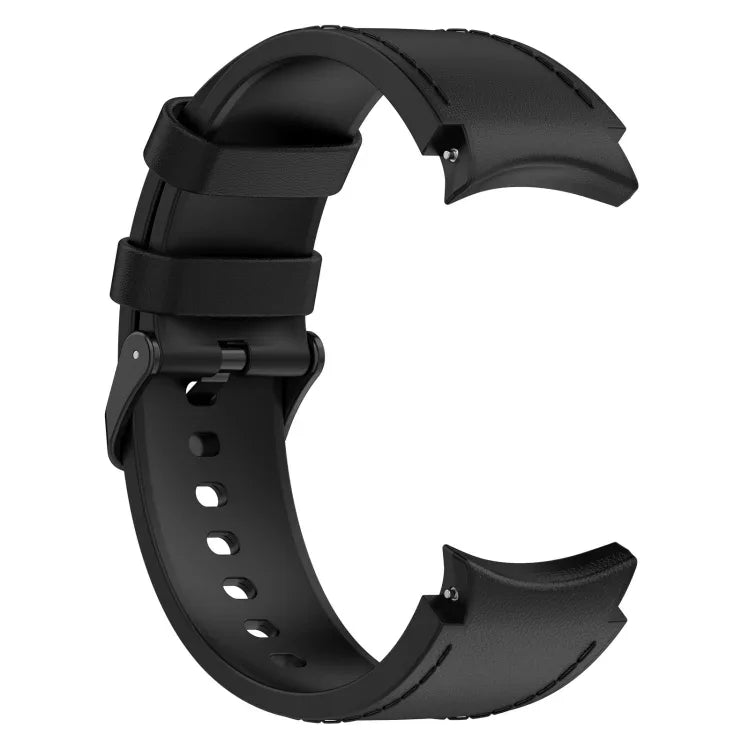 สายข้อมือหนังซิลิโคนสีดำพร้อมหัวเข็มขัด สำหรับ Samsung Galaxy Watch 6 Classic, Samsung Galaxy Watch 6