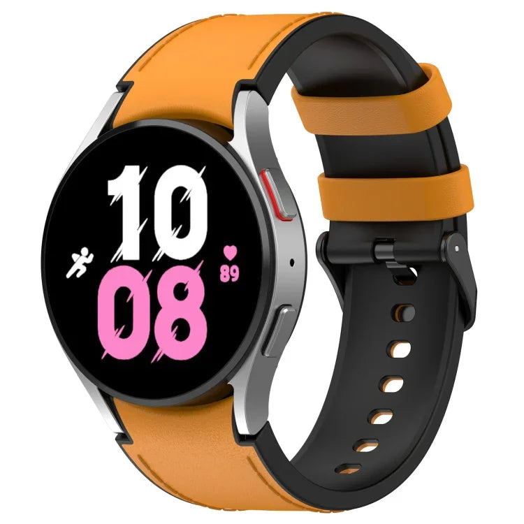 สายข้อมือหนังซิลิโคนสีดำพร้อมหัวเข็มขัด สำหรับ Samsung Galaxy Watch 6 Classic, Samsung Galaxy Watch 6