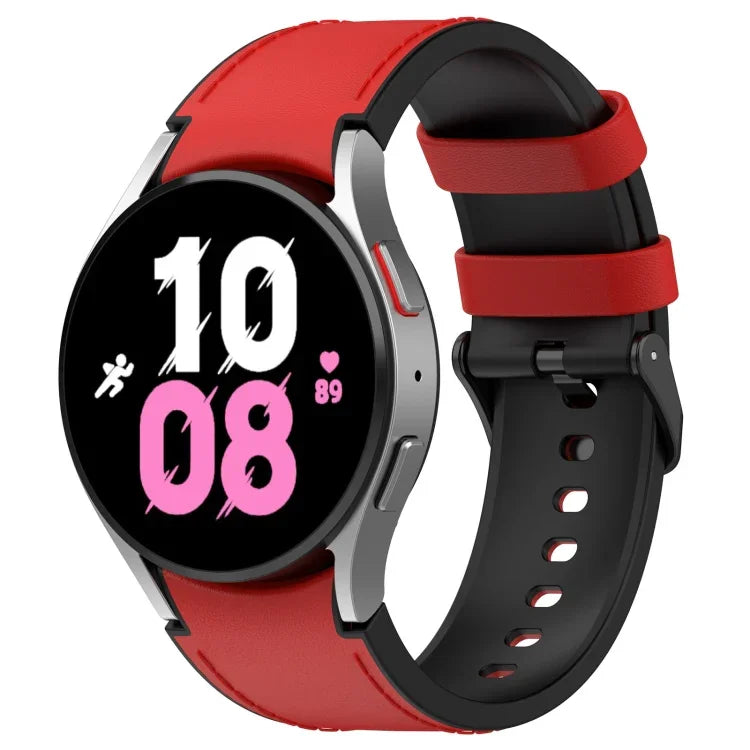 สายข้อมือหนังซิลิโคนสีดำพร้อมหัวเข็มขัด สำหรับ Samsung Galaxy Watch 6 Classic, Samsung Galaxy Watch 6