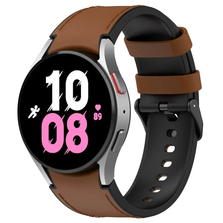 สายข้อมือหนังซิลิโคนสีดำพร้อมหัวเข็มขัด สำหรับ Samsung Galaxy Watch 6 Classic, Samsung Galaxy Watch 6