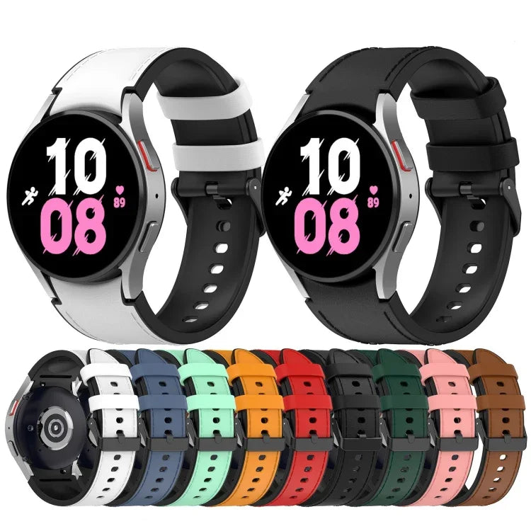 สายข้อมือหนังซิลิโคนสีดำพร้อมหัวเข็มขัด สำหรับ Samsung Galaxy Watch 6 Classic, Samsung Galaxy Watch 6