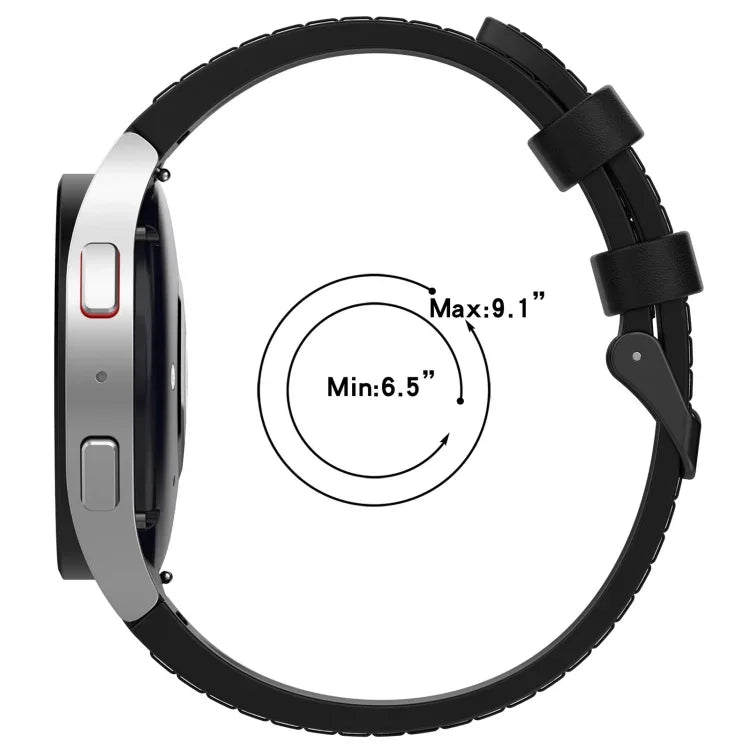 สายข้อมือหนังซิลิโคนสีดำพร้อมหัวเข็มขัด สำหรับ Samsung Galaxy Watch 6 Classic, Samsung Galaxy Watch 6