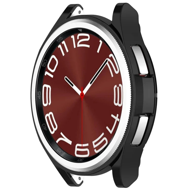 เคสป้องกันนาฬิกาแบบครึ่งชิ้น TPU ชุบไฟฟ้า สำหรับ Samsung Galaxy Watch6 Classic 47mm, สำหรับ Samsung Galaxy Watch6 Classic 43mm