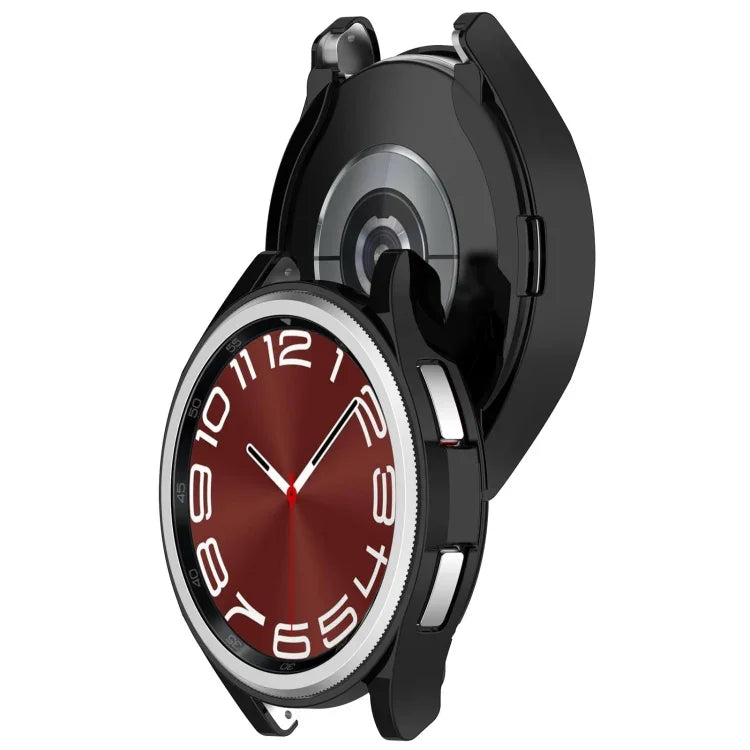 เคสป้องกันนาฬิกาแบบครึ่งชิ้น TPU ชุบไฟฟ้า สำหรับ Samsung Galaxy Watch6 Classic 47mm, สำหรับ Samsung Galaxy Watch6 Classic 43mm