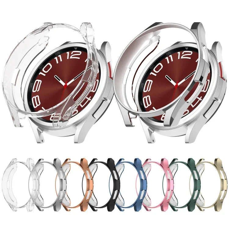 เคสป้องกันนาฬิกาแบบครึ่งชิ้น TPU ชุบไฟฟ้า สำหรับ Samsung Galaxy Watch6 Classic 47mm, สำหรับ Samsung Galaxy Watch6 Classic 43mm