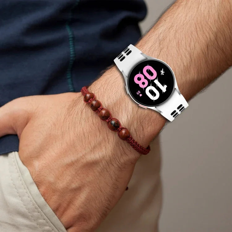 สายรัดนาฬิกาซิลิโคนระบายอากาศสองสี สำหรับ Samsung Galaxy Watch 4 Classic 42mm