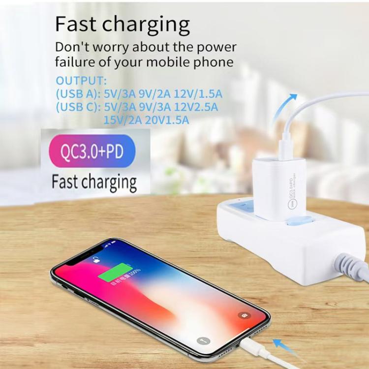 ที่ชาร์จพอร์ตคู่ PD30W USB-C / Type-C + QC3.0 USB, ปลั๊ก AU, คลังสินค้าฮ่องกง