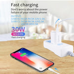 PD30W USB-C / Type-C + QC3.0 USB พอร์ตคู่ ที่ชาร์จพร้อมสายข้อมูล USB 1 เมตร เป็น 8 พิน, ปลั๊ก EU, ปลั๊ก US, ปลั๊ก AU