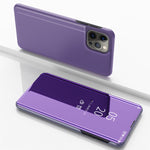 เคสโทรศัพท์หนังแบบพลิกพร้อมกระจกเคลือบเงาแนวนอนและที่ยึด สำหรับ iPhone 16 Pro, สำหรับ iPhone 16 Plus, สำหรับ iPhone 16, สำหรับ iPhone 15 Pro Max, สำหรับ iPhone 15 Pro, สำหรับ iPhone 15 Plus