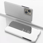 เคสโทรศัพท์หนังแบบพลิกพร้อมกระจกเคลือบเงาแนวนอนและที่ยึด สำหรับ iPhone 16 Pro, สำหรับ iPhone 16 Plus, สำหรับ iPhone 16, สำหรับ iPhone 15 Pro Max, สำหรับ iPhone 15 Pro, สำหรับ iPhone 15 Plus