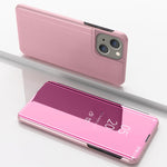 เคสโทรศัพท์หนังแบบพลิกพร้อมกระจกเคลือบเงาแนวนอนและที่ยึด สำหรับ iPhone 16 Pro, สำหรับ iPhone 16 Plus, สำหรับ iPhone 16, สำหรับ iPhone 15 Pro Max, สำหรับ iPhone 15 Pro, สำหรับ iPhone 15 Plus