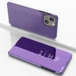เคสโทรศัพท์หนังแบบพลิกพร้อมกระจกเคลือบเงาแนวนอนและที่ยึด สำหรับ iPhone 16 Pro, สำหรับ iPhone 16 Plus, สำหรับ iPhone 16, สำหรับ iPhone 15 Pro Max, สำหรับ iPhone 15 Pro, สำหรับ iPhone 15 Plus