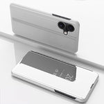 เคสโทรศัพท์หนังแบบพลิกพร้อมกระจกเคลือบเงาแนวนอนและที่ยึด สำหรับ iPhone 16 Pro, สำหรับ iPhone 16 Plus, สำหรับ iPhone 16, สำหรับ iPhone 15 Pro Max, สำหรับ iPhone 15 Pro, สำหรับ iPhone 15 Plus