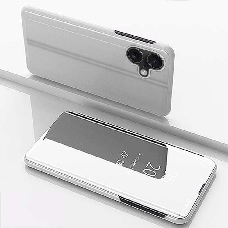 เคสโทรศัพท์หนังแบบพลิกพร้อมกระจกเคลือบเงาแนวนอนและที่ยึด สำหรับ iPhone 16 Pro, สำหรับ iPhone 16 Plus, สำหรับ iPhone 16, สำหรับ iPhone 15 Pro Max, สำหรับ iPhone 15 Pro, สำหรับ iPhone 15 Plus