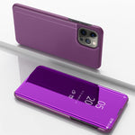 เคสโทรศัพท์หนังพับแนวนอนกระจกชุบพร้อมที่วาง สำหรับ iPhone 17e / 16e, สำหรับ iPhone 17 Pro Max, สำหรับ iPhone 17 Pro, สำหรับ iPhone 17, สำหรับ iPhone Air, สำหรับ iPhone 16 Pro Max