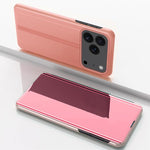 เคสโทรศัพท์หนังพับแนวนอนกระจกชุบพร้อมที่วาง สำหรับ iPhone 17e / 16e, สำหรับ iPhone 17 Pro Max, สำหรับ iPhone 17 Pro, สำหรับ iPhone 17, สำหรับ iPhone Air, สำหรับ iPhone 16 Pro Max