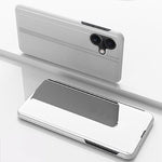 เคสโทรศัพท์หนังพับแนวนอนกระจกชุบพร้อมที่วาง สำหรับ iPhone 17e / 16e, สำหรับ iPhone 17 Pro Max, สำหรับ iPhone 17 Pro, สำหรับ iPhone 17, สำหรับ iPhone Air, สำหรับ iPhone 16 Pro Max