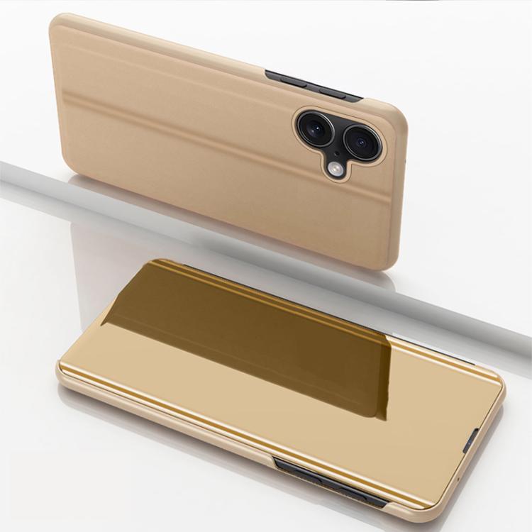 เคสโทรศัพท์หนังพับแนวนอนกระจกชุบพร้อมที่วาง สำหรับ iPhone 17e / 16e, สำหรับ iPhone 17 Pro Max, สำหรับ iPhone 17 Pro, สำหรับ iPhone 17, สำหรับ iPhone Air, สำหรับ iPhone 16 Pro Max