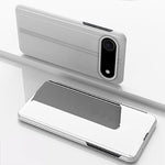 เคสโทรศัพท์หนังพับแนวนอนกระจกชุบพร้อมที่วาง สำหรับ iPhone 17e / 16e, สำหรับ iPhone 17 Pro Max, สำหรับ iPhone 17 Pro, สำหรับ iPhone 17, สำหรับ iPhone Air, สำหรับ iPhone 16 Pro Max