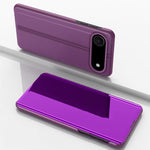 เคสโทรศัพท์หนังพับแนวนอนกระจกชุบพร้อมที่วาง สำหรับ iPhone 17e / 16e, สำหรับ iPhone 17 Pro Max, สำหรับ iPhone 17 Pro, สำหรับ iPhone 17, สำหรับ iPhone Air, สำหรับ iPhone 16 Pro Max
