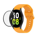 JUNSUNMAY Silicone Adjustable Strap + Full Coverage PMMA Screen Protector Kit, For Samsung Galaxy Watch6 Classic 43mm, For Samsung Galaxy Watch5 44mm, For Samsung Galaxy Watch5 Pro 45mm