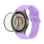 JUNSUNMAY Silicone Adjustable Strap + Full Coverage PMMA Screen Protector Kit, For Samsung Galaxy Watch6 Classic 43mm, For Samsung Galaxy Watch5 44mm, For Samsung Galaxy Watch5 Pro 45mm
