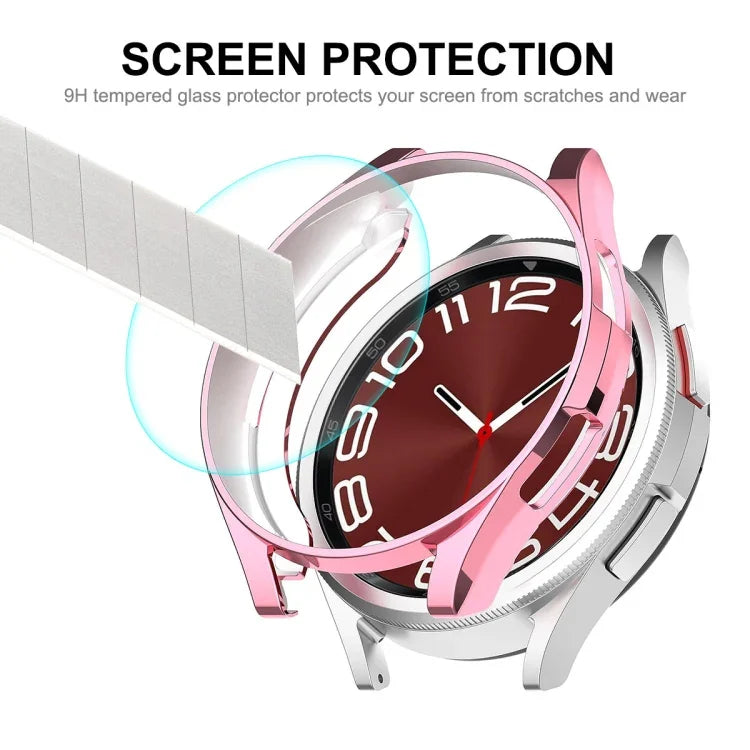 เคส TPU นุ่มชุบไฟฟ้า ENKAY Hat-Prince + ฟิล์มกระจก 9H หนา 0.2 มม. สำหรับ Samsung Galaxy Watch6 Classic 47mm, สำหรับ Samsung Galaxy Watch6 Classic 43mm
