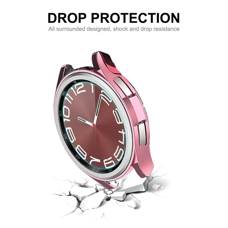 เคส TPU นุ่มชุบไฟฟ้า ENKAY Hat-Prince + ฟิล์มกระจก 9H หนา 0.2 มม. สำหรับ Samsung Galaxy Watch6 Classic 47mm, สำหรับ Samsung Galaxy Watch6 Classic 43mm