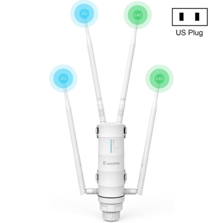 WAVLINK WN572HP3 AC1200 ดูอัลแบนด์ เราเตอร์ไร้สายกันสภาพอากาศ ตัวขยายสัญญาณ WiFi กลางแจ้ง, ปลั๊ก US, ปลั๊ก EU, ปลั๊ก UK, ปลั๊ก AU