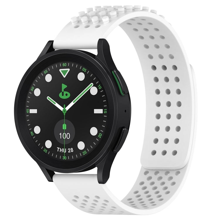 สายรัดนาฬิกาซิลิโคนรูระบายอากาศ 3D จุด ขนาด 20 มม. สำหรับ Samsung Galaxy Watch 6 Classic ขนาด 43 มม. สำหรับ Samsung Galaxy Watch 5 Pro Golf Edition สำหรับ Samsung Galaxy Watch 5 Golf Edition