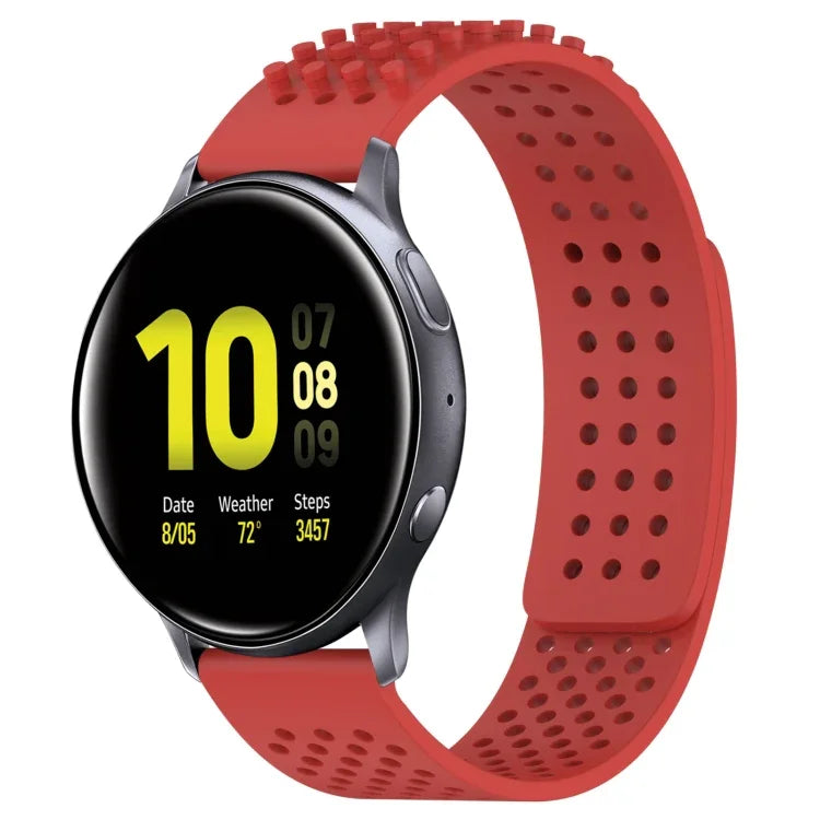 สายซิลิโคน 3D จุดระบายอากาศขนาด 20mm สำหรับ Samsung Galaxy Watch 4 Classic 42mm, สำหรับ Samsung Galaxy Watch Active 2 44mm, สำหรับ Samsung Galaxy Watch Active 2 40mm