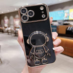 เคสโทรศัพท์ที่ยึดนักบินอวกาศชุบ Electroplating สำหรับ iPhone 17e / 16e, สำหรับ iPhone 17 Pro Max, สำหรับ iPhone 17 Pro, สำหรับ iPhone 17, สำหรับ iPhone Air, สำหรับ iPhone 16 Pro Max, สำหรับ iPhone 16 Pro, สำหรับ iPhone 16 Plus