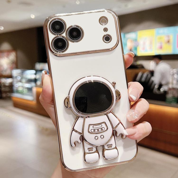เคสโทรศัพท์ที่ยึดนักบินอวกาศชุบ Electroplating สำหรับ iPhone 17e / 16e, สำหรับ iPhone 17 Pro Max, สำหรับ iPhone 17 Pro, สำหรับ iPhone 17, สำหรับ iPhone Air, สำหรับ iPhone 16 Pro Max, สำหรับ iPhone 16 Pro, สำหรับ iPhone 16 Plus