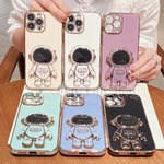 เคสโทรศัพท์ที่ยึดนักบินอวกาศชุบ Electroplating สำหรับ iPhone 17e / 16e, สำหรับ iPhone 17 Pro Max, สำหรับ iPhone 17 Pro, สำหรับ iPhone 17, สำหรับ iPhone Air, สำหรับ iPhone 16 Pro Max, สำหรับ iPhone 16 Pro, สำหรับ iPhone 16 Plus