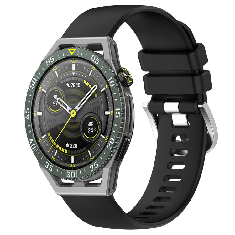 Liquid Glossy Silver Buckle Silicone Watch Band, For Huawei Watch GT3 SE 22mm, For Huawei Watch GT3 Pro 46mm 22mm, For Huawei Watch GT3 Pro 43mm 20mm, For Huawei Watch GT3 46mm 22mm
