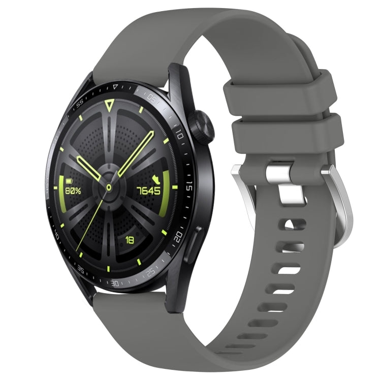 Liquid Glossy Silver Buckle Silicone Watch Band, For Huawei Watch GT3 SE 22mm, For Huawei Watch GT3 Pro 46mm 22mm, For Huawei Watch GT3 Pro 43mm 20mm, For Huawei Watch GT3 46mm 22mm