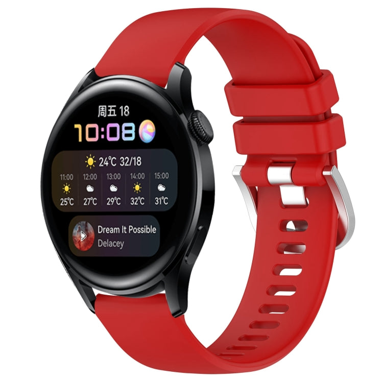 Liquid Glossy Silver Buckle Silicone Watch Band, For Huawei Watch GT3 42mm 20mm, For Huawei Watch 3 22mm, For Huawei Watch GT2 Pro 22mm, For Huawei Watch GT2 46mm 22mm