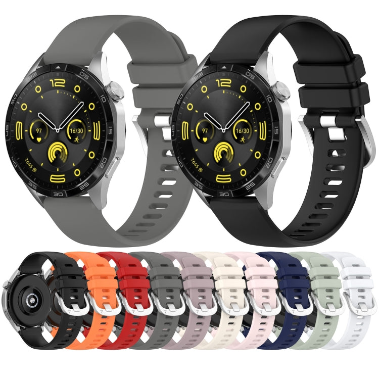 Liquid Glossy Silver Buckle Silicone Watch Band, For Huawei Watch GT3 SE 22mm, For Huawei Watch GT3 Pro 46mm 22mm, For Huawei Watch GT3 Pro 43mm 20mm, For Huawei Watch GT3 46mm 22mm