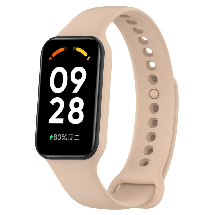 For Xiaomi Mi Band 8 Active Solid Color Integrated Silicone Watch Band, Black, Purple, Teal Green, Dark Blue, Red, Orange, White, Green, Light Blue, Army Green, Pink, Stralight Color