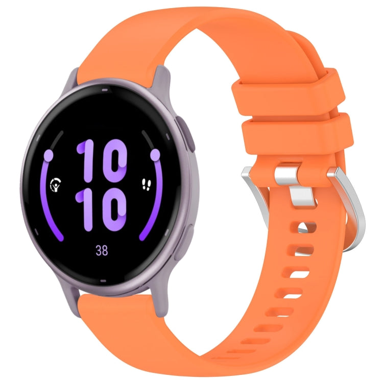 Liquid Glossy Silver Buckle Silicone Watch Band, For Garmin Active5, For Garmin VivoMove Trend, For Garmin Venu SQ2, For Garmin Venu / Venu SQ