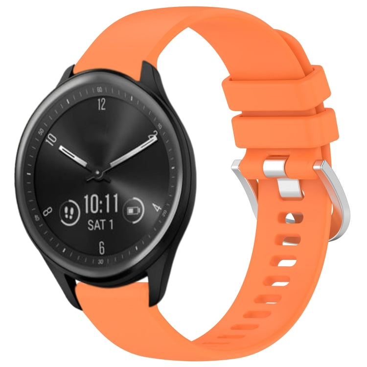 Liquid Glossy Silver Buckle Silicone Watch Band, For Garmin Vivomove Sport, For Garmin Venu 2 Plus, For Garmin Vivoactive3 / 3 Music, For Garmin Forerunner 158 / 55