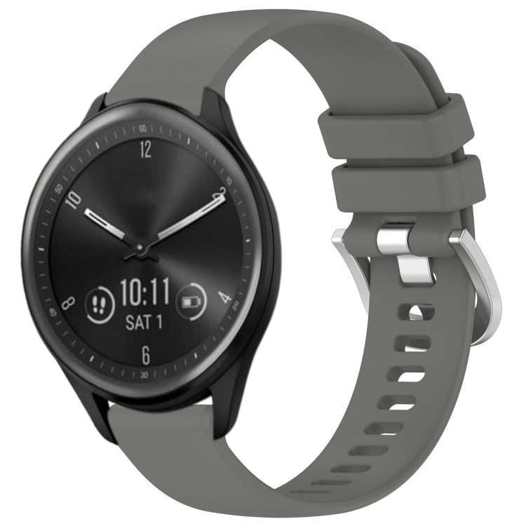 Liquid Glossy Silver Buckle Silicone Watch Band, For Garmin Vivomove Sport, For Garmin Venu 2 Plus, For Garmin Vivoactive3 / 3 Music, For Garmin Forerunner 158 / 55