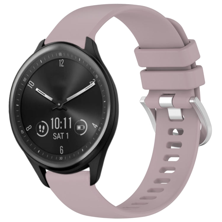 Liquid Glossy Silver Buckle Silicone Watch Band, For Garmin Vivomove Sport, For Garmin Venu 2 Plus, For Garmin Vivoactive3 / 3 Music, For Garmin Forerunner 158 / 55