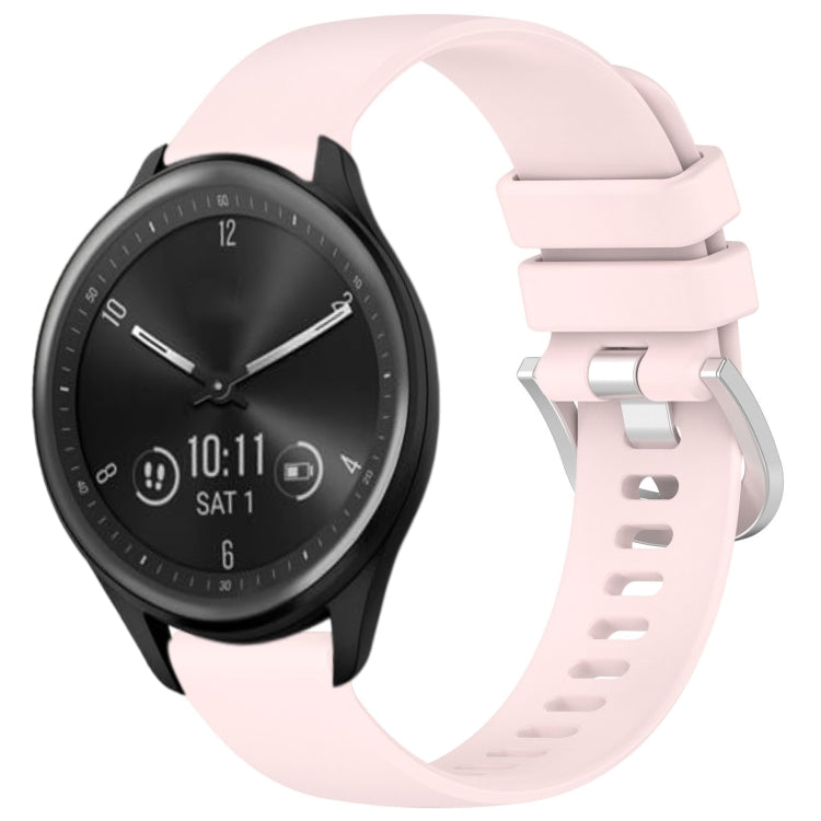 Liquid Glossy Silver Buckle Silicone Watch Band, For Garmin Vivomove Sport, For Garmin Venu 2 Plus, For Garmin Vivoactive3 / 3 Music, For Garmin Forerunner 158 / 55